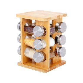 Round Revolving Seasoning Rack with 12 Jars, Countertop Spice Rack. Kitchen Organizer