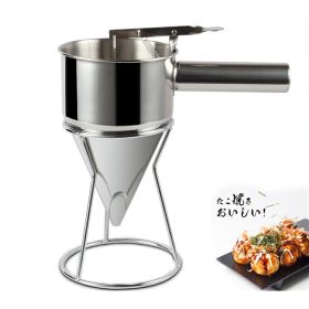 Batter Dispenser, Stainless Steel Funnel Design with Stand Rack, 1000 ML Waffle/Pancake Batter Dispenser