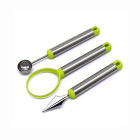 3 pcs- Melon Baller Scoop + Fruit Peeler + Carving Knife for Fruits