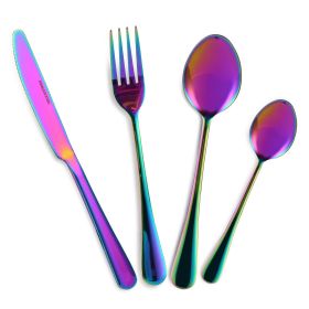 4Pc, Silverware Set, Anodized Stainless Steel Set with Fork, Knife and Tea Spoon