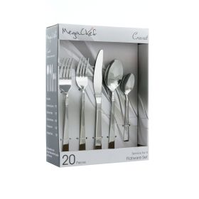 MegaChef Cravat-20 Piece Flatware Utensil Set;  Stainless Steel Silverware, Service for 4 in Silver