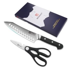 2Pcs, Chef Knife with Stainless Steel Kitchen Shears Scissor