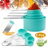 8 Pcs, Plastic Measuring Spoons and Cups