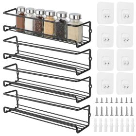 4 Pcs, Wall Mount-Spice Racks, Organizer, Storage Shelf