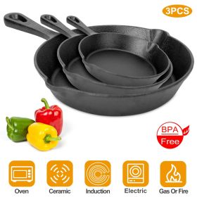 3Pcs, Pre-Seasoned Cast Iron Skillet Set-6/8/10 in., Non-Stick, Oven Safe Cookware