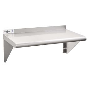 Stainless Steel Shelf 12 x 24 Inches; 250lb Capacity; Wall Mount Floating Shelving