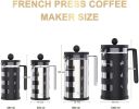 Small French Press Coffee Maker, with 4 Level Filtration System, Borosilicate Glass, Durable Stainless Steel, Thickened, Heat Resistant