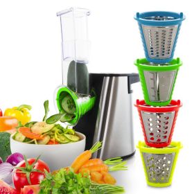 One-Touch Control 4 In 1 Stainless Steel Electric Vegetable Slicer w/Attachments