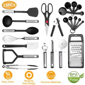 23 Pcs, Kitchen Utensil Set, Stainless Steel & Nylon, Heat Resistant Cooking Utensil