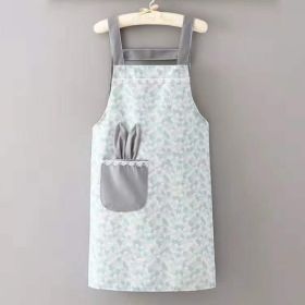 1pc Polyester & Cotton Apron, Cute Rabbit Ears Apron, Adjustable Strap And Large Pockets Apron, Kitchen Cooking Baking Bib Apron, Chef Apron (Color: Green)