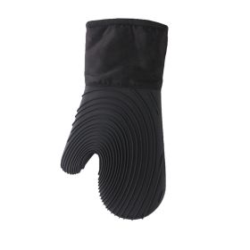 Silicone Insulated Oven Mitten  High Temperature Kitchen Anti-Hot Gloves (Color: Black)