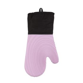 Silicone Insulated Oven Mitten  High Temperature Kitchen Anti-Hot Gloves (Color: Purple)