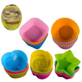 5pcs/Set Silicone Cake Mold- Shaped Muffin Cupcake Baking Molds, DIY Cake Decorating Tools (Color: Circular)