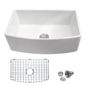 Lordear 33 Inch Farmhouse Sink, White Ceramic Single Bowl Kitchen Sink (size: 33"*19")