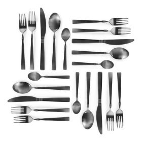 Elegant Western Utensils, 20 Piece Flatware Utensil Setting for 4 (Color: Matte Black)