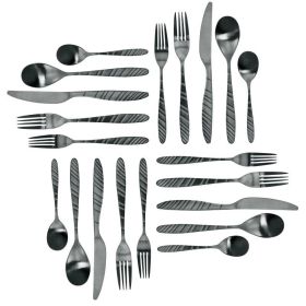 Elegant Western Utensils, 20 Piece Flatware Utensil Setting for 4 (Color: Black)