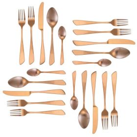 Elegant Western Utensils, 20 Piece Flatware Set (Serves 4) See "Colors" for different designs and colors (Type: knife and fork, Color: Rose Gold Matte)