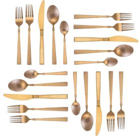 Elegant Western Utensils, 20 Piece Flatware Set (Serves 4) See "Colors" for different designs and colors (Type: knife and fork, Color: Matte Rose)