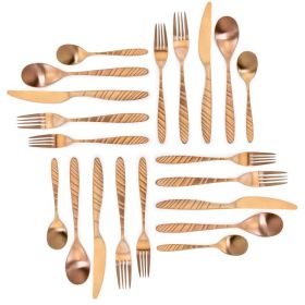 Elegant Western Utensils, 20 Piece Flatware Set (Serves 4) See "Colors" for different designs and colors (Type: knife and fork, Color: Rose Gold)