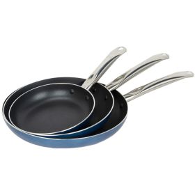 Household Daily Delicacies Pot Safe Non-Stick Cookware Set (see pcs and colors for variants) (Type: 3 Piece, Color: Blue)